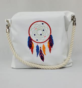 Embroidered denim bag